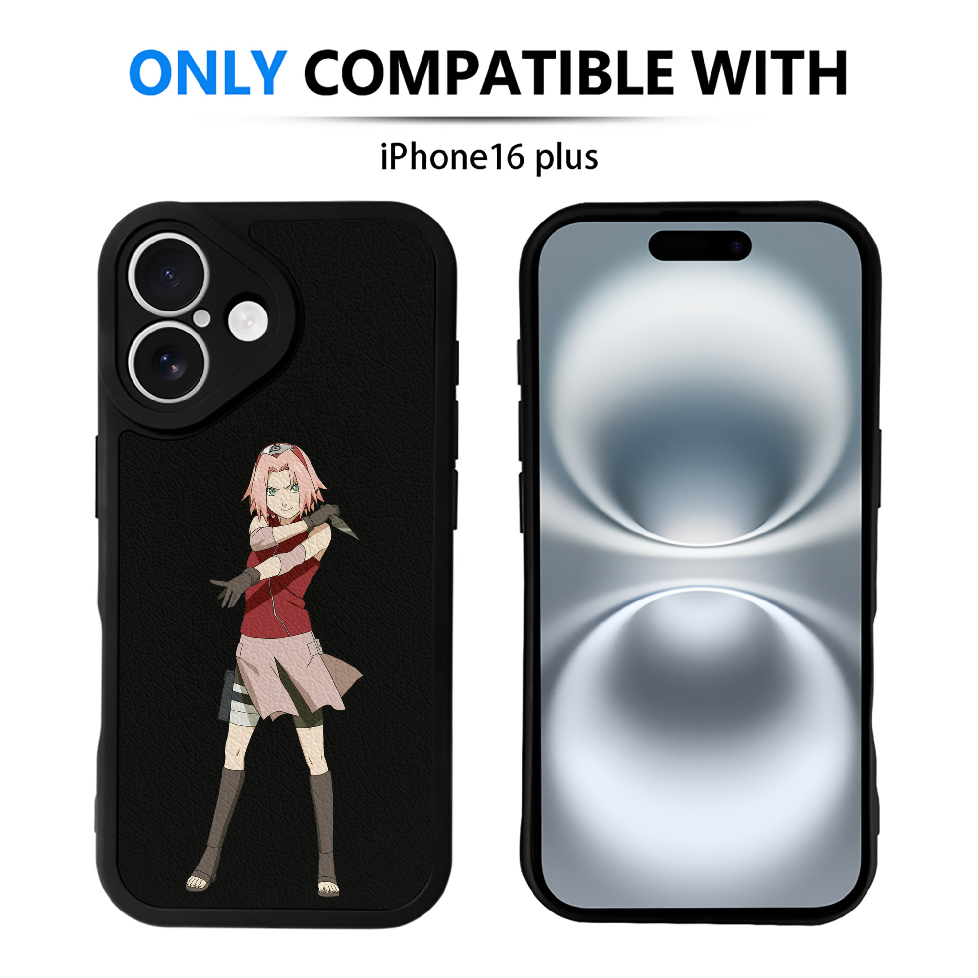 （画像用） NARUTO -ナルト- 春野サクラ Haruno Sakura 【iPhone 16シリーズ対応】シリコンスマホケース（レザー調） 材質：シリコン